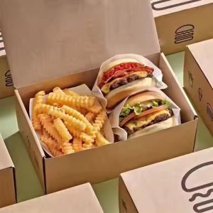 Customized Sizes Fast Food Burger Box for Fried Chicken and French Fries Eco