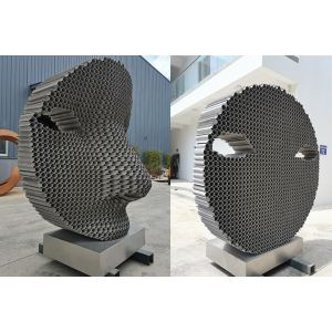 China Matt Finish Modern Stainless Steel Abstract Face Sculpture 200cm High on sale