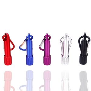 Cell Botton LED Emergency Flashlight Metal Material With Hiking Hook Key Chain