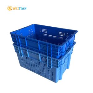 600 X 400 Plastic Moving Crate 100% HDPE Blue Food Grade Plastic Apple Crates