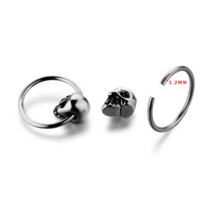 Fancy punk style skull nose ring stainless steel body piercing jewelry