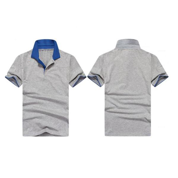 Mens Business Polo Shirts Anti - Shrink Plain Color With 3 Plastic Buttons