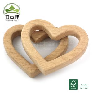 heart- shaped Wooden baby Teether Natural Grasping Toy