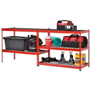 Red Storage Shelf Rack 5 Tier Heavy Duty Steel Garage Storage Shelving Unit