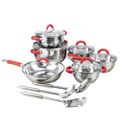 Home Cooking Set 15pcs Cooking Pot Set 16cm Sauce Pot 18cm 20cm 24cm Cookware