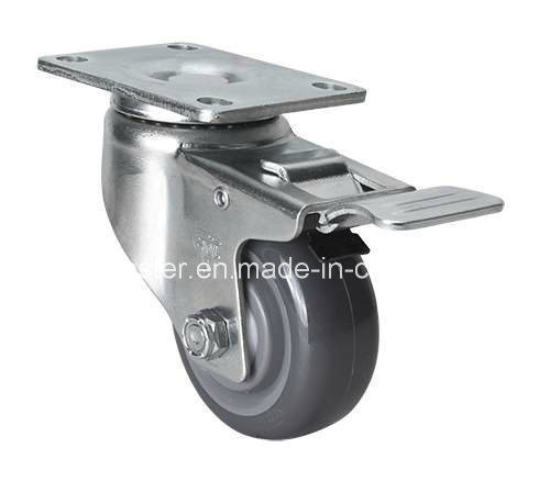 Edl Medium 3" 130kg Plate Brake PU Caster Customization for Grey Color