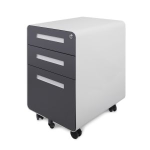 Metal Round Edge Mobile Pedestal 3 Drawers Key Lock Office A4 File Cabinet