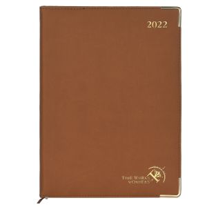 Annual Planner Brown Vertical Layout with Hourly Schedule And Corners for Easy