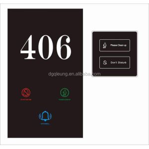 Hotel Electronic Doorplate with AC 220V Touch Control and 86 Bottom Box for Easy Installation
