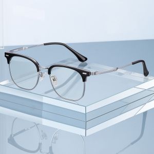 Classic Square Combination Glasses Men TR Titanium Frame Anti Blue Light