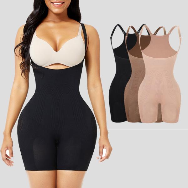 82% Nylon and 18% Spandex Fabric Seamless Open Bust Butt Lifter Bodysuit for