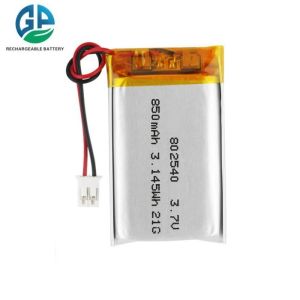 Cheap High Capacity 3.7V 850mAh Lithium Ion Polymer Battery Rechargeable Lipo 3.7v 802540 Battery 850mah for sale