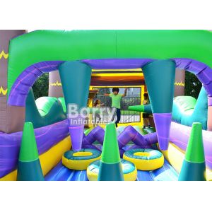 30 FT Palm Beach Obstacle Bounce House , Inflatable Bouncy Castle With Water