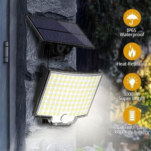 128 LED Solar Flood Light Motion Sensor Wall Mounted Sunlight Power IP65