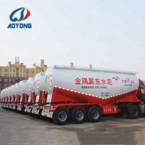 3-Axle Bulk Cement Tanker Semi Truck Trailer with 4'' Rubber Hose Discharge Pipe