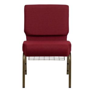 China Stackable Red Fabric Church Chairs with Iron Frame on sale