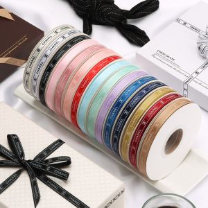 1cm Small Fragrant Printed Polyester Ribbon Customized Logo Flower Packaging