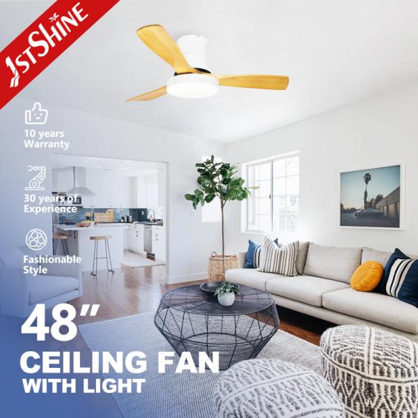 Quality Modern Nordic Style 48 Inch 3 Wooden Blades Ceiling Fan with LED Light Energy Saving wholesale