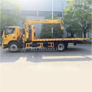 Factory Hot Selling Pair Function DFAC Flat Wrecker With Crane Tow Truck With