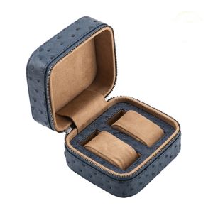 Cheap 2 Slots Luxury PU Leather Watch Display Box with Zipper for Secure Storage for sale