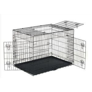 48'' Black Powder Coated Wire Mesh Small Size Dog Kennel with ABS Plastic Tray