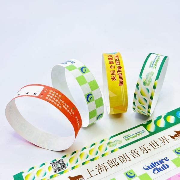 Quality Custom Tyvek Paper Wristbands with Custom Logo Printing and Sequential Numbering wholesale