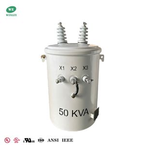 Cheap 50kva Pole Mounted Transformer 12.47kv To 277v Oil Filled Distribution Electric Pole Transformer UL Listed for sale