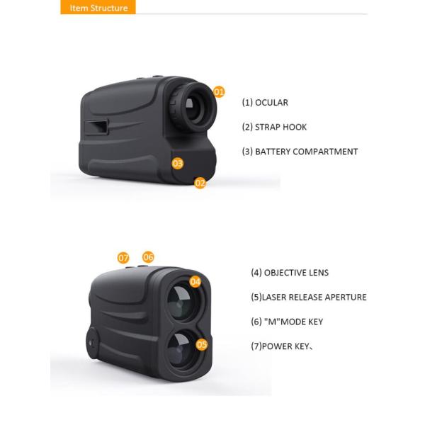 Black 6x Digital Golf Rangefinder , Golf Scope Rangefinder Multifunctional