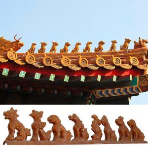 China Twice Sintering Chinese Roof Decoration Antique Building Glazed Roof Ornament Tile on sale