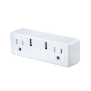 US Smart Double Plug With 2 USB Control Two Socket Invidually