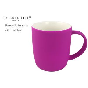 Ceramic spray paint colorful mugs 400ml New bone china matt finish