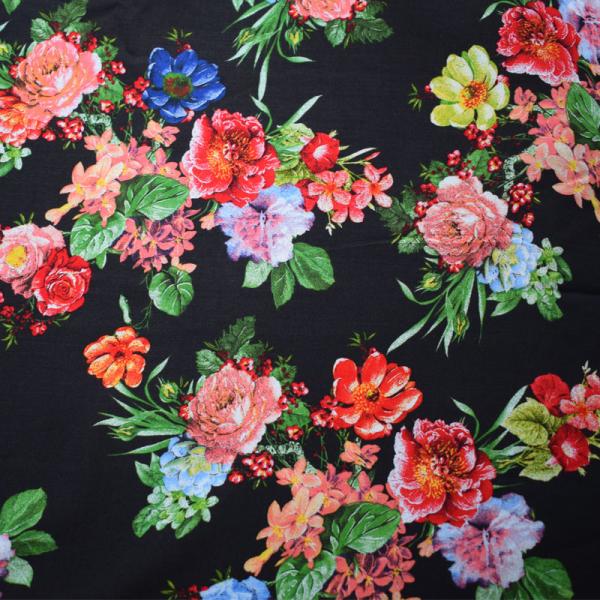 Woven Flower Viscose Fabric Texture Customized Digital Printing Light Blue