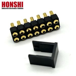 2.54mm High Current Pogo Pin Connector Female 2x7P Gold Plated H2.5 SMT Type For