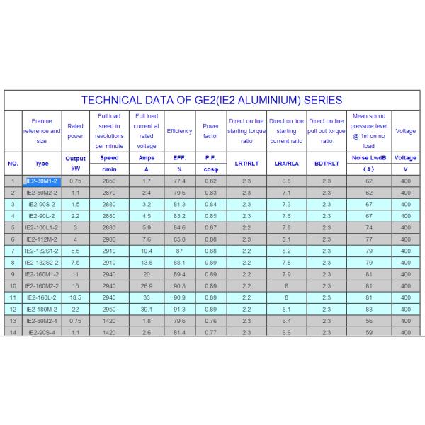 GE2(IE2 aluminium)series motor