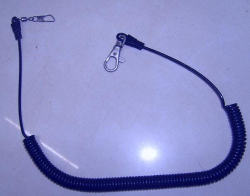 Retractable expanding 2.5mm dia rubber coated strong coil lanyard with long tail