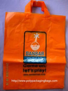 China Orange Plastic Clothes Packaging Soft Loop Handle Bag in HDPE LDPE on sale