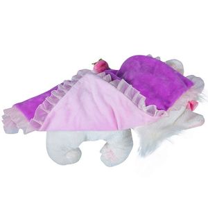 Adorable cuddle plush doggy with blanket, with delicate handcraft, strong color