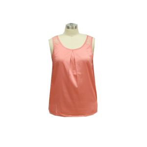 U Neck Satin Tank Top Plus Size , Strappy Camisole Tops Back Collar With Triangle Lace