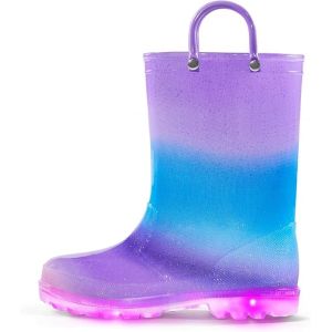Functional Pvc Light Up Kids Rain Boots With Handles OEM Logo Size