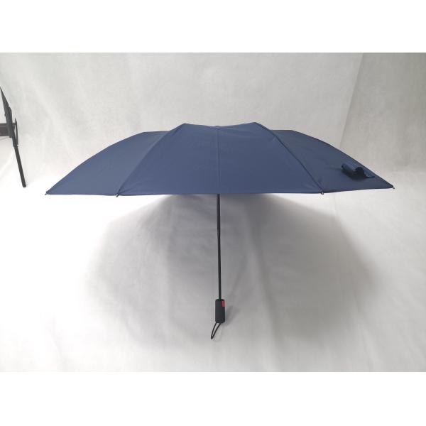 Quality 22 Inch Blue Mens Two Fold Umbrella Pongee Fabric With Rubber Coating Handle wholesale