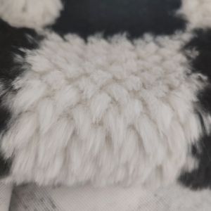 Soft Polyester Rabbit Fur Fabric 500gsm Printed Plaid Fake For Winter Coat