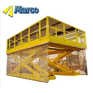 High Capacity Marco Hydraulic Scissor Lift Work Platform with Two Sliding Floor Boards