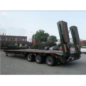 China Tread 2180mm Van-type Hydraulic Steering 3 Axles Lowbed Semi Trailer for Oversized Cargo on sale