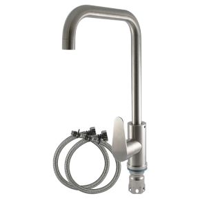 China Stainless Steel Body Deck Mounted Tap Cold And Hot Mixer Spring Silver Kitchen Faucet on sale
