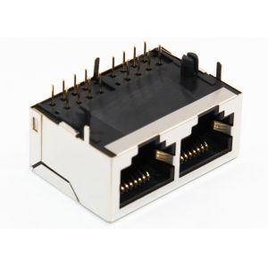 Through Hole Network RJ45 Multiport Connector Female 1 x 2 PCB Mount