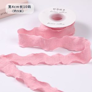 40mm Valentine'S Colored Jute Ribbon Linen Wrinkle Edge Jute Lattice Ribbon
