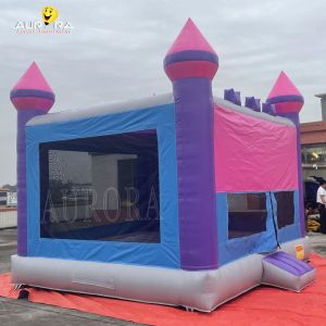 Purple Blue Inflatable Bouncy Castle PVC Tarpaulin Inflatable Bounce House