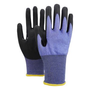 18 Gauge A5 Cut Resistant Foam Nitrile Touchscreen Gloves With Blue Liner And