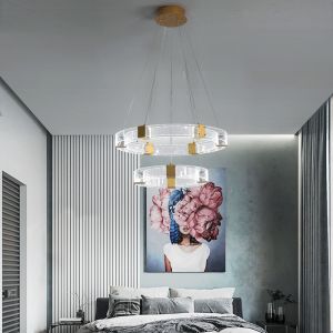 Luxury Chandelier Lights For Living Room Bedroom Kitchen Parallel Ring LED