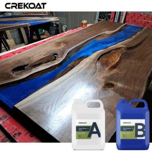 Low Maintenance Clear Epoxy Resin Poured Table Tops Providing A Smooth And